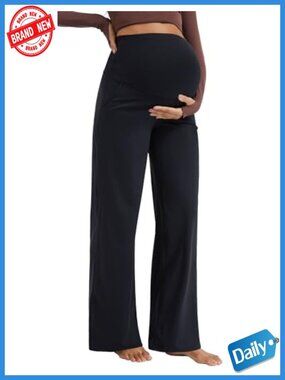 Maternity Wide Leg Yoga Pants Over The Belly Stretchy Soft Dress Pants with